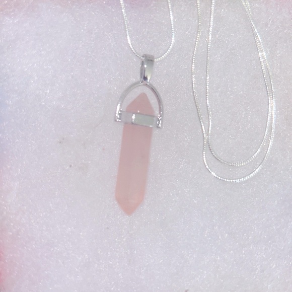 Boho hippie Rose Quartz Crystal Sterling Silver
24” Necklace - Picture 3 of 5